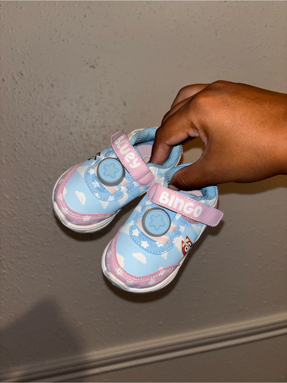 Bingo Kids Sky Print Light Blue & Pink Walker Shoes